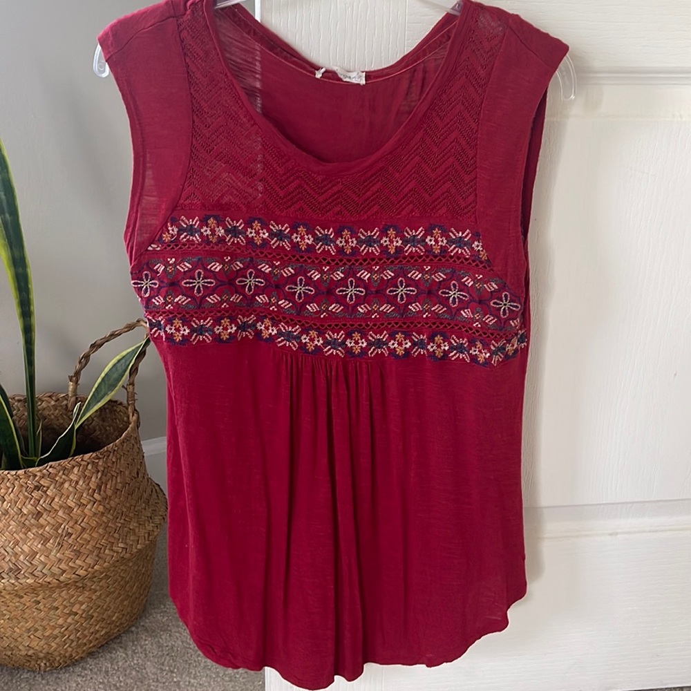 Embroidered Sleeveless Top